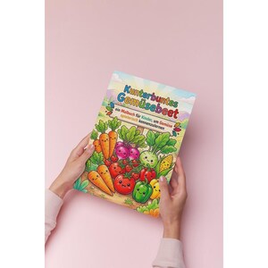 May include: A coloring book titled Kunterbuntes Gemüsebeet featuring a colorful illustration of various smiling vegetables including carrots, tomatoes, peppers, and corn. The cover includes the text Kunterbuntes Gemüsebeet and ein Malbuch für Kinder, um Gemüse spielerisch kennenzulernen.