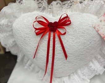 Red and Lace Large Pillow