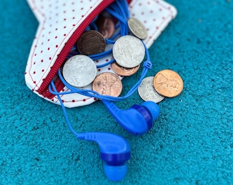 Heart Coin Purse with Polka Dots