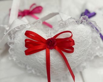 Red and Lace Small Wall Hanging Pillow