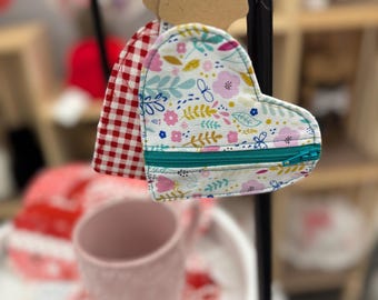 Heart Coin Purse with Flowers