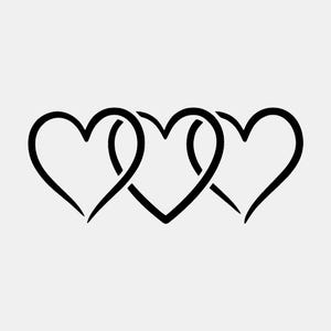 Cuori intrecciati tripli SVG PNG: File di taglio minimalista a tema amore intrecciato (Download digitale)