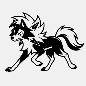 ルガルガンの昼の姿のベクターカットファイル：ゲームファン向けデカール（SVG、PNG形式）