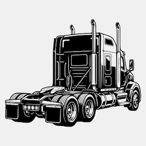 Semi Truck Rear View SVG: Bold Sleeper Cab Tractor Vector (Digital Download)