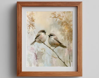 Vintage Bird Pair Painting, Romantic Cottage Farmhouse Wall Art Printable (Digital Download) 8
