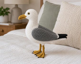 Realistic Seagull Crochet Pattern PDF | Amigurumi Bird, Coastal Decor (Digital Download)