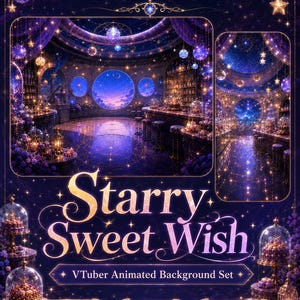 VTuber Animated Background | Starry Sweet Wish Fantasy Room, Anime Streaming Assets, OBS Overlay, VTube Studio Background, Dreamy Night Cafe