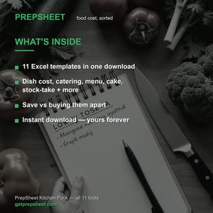 Restaurant Excel Templates | Food Cost, Menu Pricing, Catering Tools (Instant Download) image 2