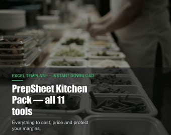Restaurant Excel Templates | Food Cost, Menu Pricing, Catering Tools (Instant Download)