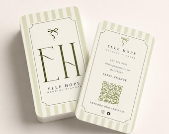 Elegant Wedding Planner Business Card Template | Minimalist Sage Green Branding (Digital Download)