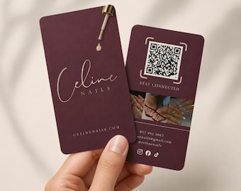 Plantilla de tarjeta de visita para manicurista / Plantilla editable de Canva para salón de belleza (descarga digital)