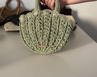 Hand Knitted Oyster Bag – Seashell Crochet Tote Summer Beach Bag