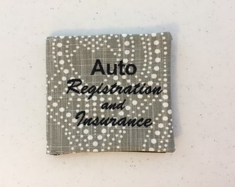 embroidered gray polka dot and blackgray speckled auto registrationinsurance card holder - Insurance Card Holder embroidered gray polka dot and blackgray speckled auto registrationinsurance card holder - Insurance Card Holder