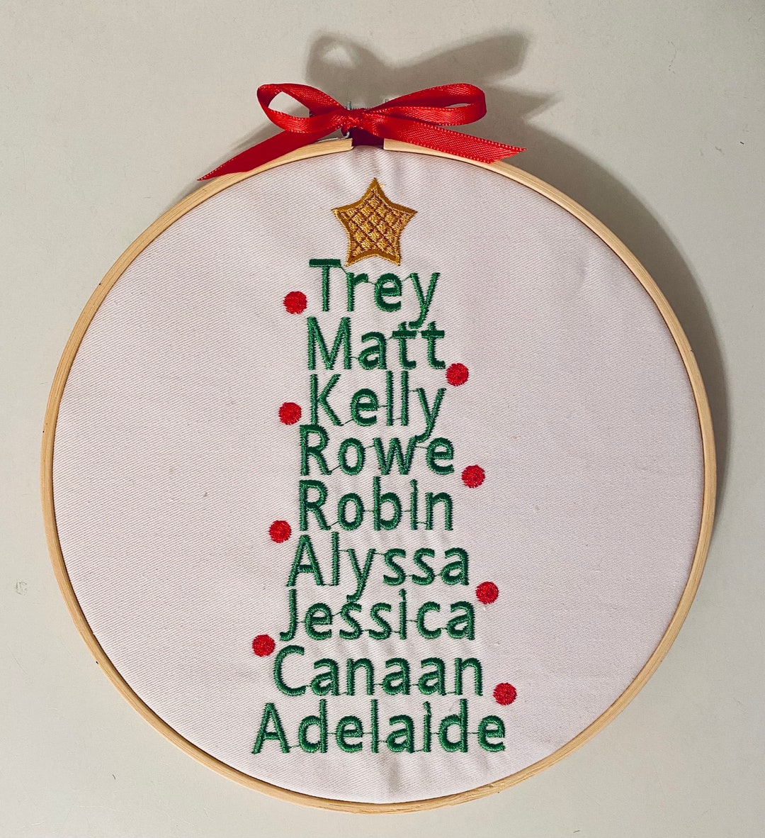 Custom Family Names Christmas Tree Embroidery Hoop Etsy