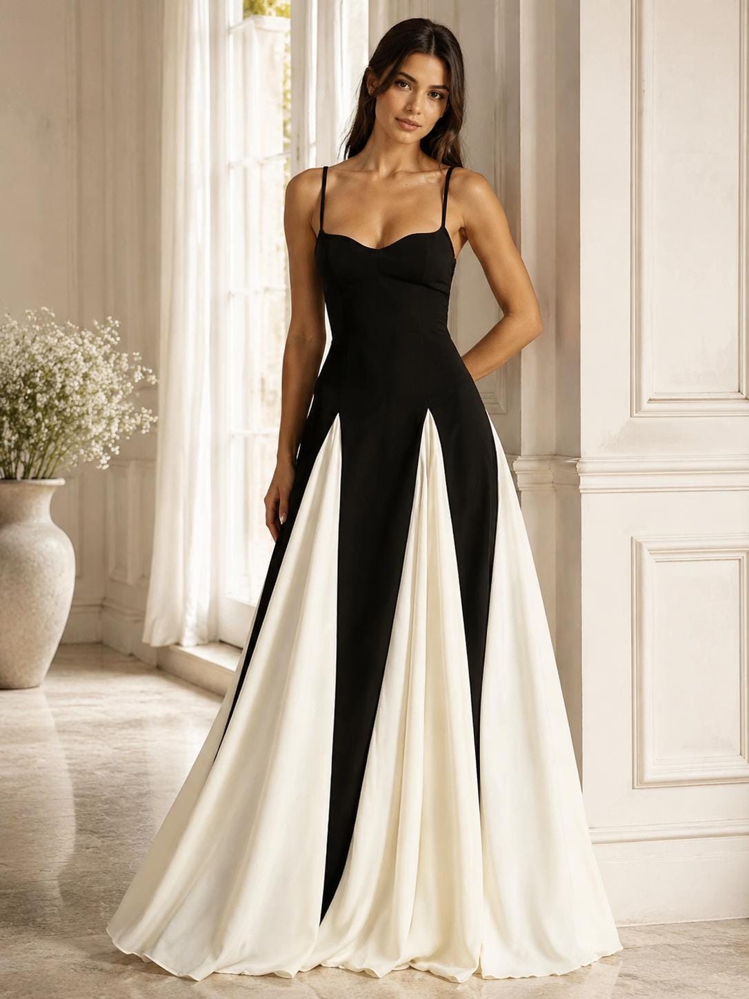 black white block dress and Color 5% Spandex