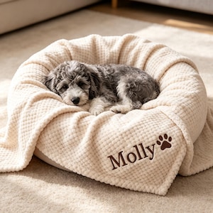 Manta personalizada para perro, manta bordada a medida para mascotas con nombre, manta suave de forro polar coral para gatos, regalo personalizado para mamás perrunas, regalo para cachorros recién nacidos