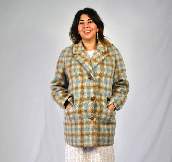 70s Plaid Coat / Plaid Wool Coat / Wool Jacket / … - image 5
