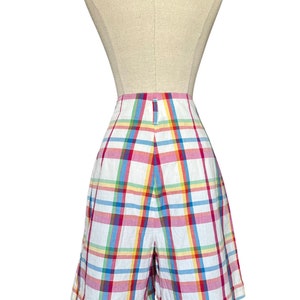 Plaid Shorts / Vintage Madras Shorts / Pleated Shorts / Walking Shorts / 90s Shorts / Cotton Shorts / High Waisted Shorts / M/L image 3