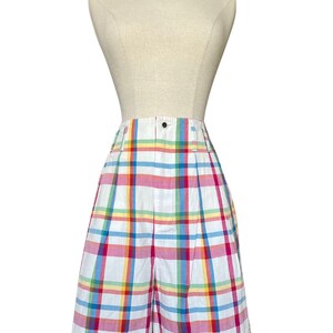 Plaid Shorts / Vintage Madras Shorts / Pleated Shorts / Walking Shorts / 90s Shorts / Cotton Shorts / High Waisted Shorts / M/L image 6