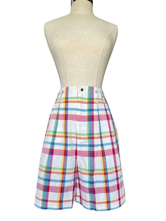 Plaid Shorts / Vintage Madras Shorts / Pleated Sh… - image 6