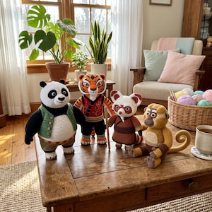 Bundel met Kung Fu Panda-gehaakte amigurumi-patronen pdf | Po, tijgerin, shifu, aap | Digitale download