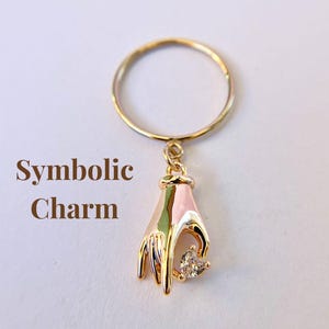Cubic Zirconia Hand Charm Ring in 14K Gold Filled - Dainty Stacking- Sparkly Minimalist Jewelry - Handmade Gift for Her - Everyday Elegant