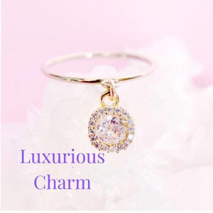 Dainty Cubic Zirconia Charm Ring in 14K Gold Filled – Sparkling Minimalist Jewelry - Stackable Elegant - Gift for Her or Yourself