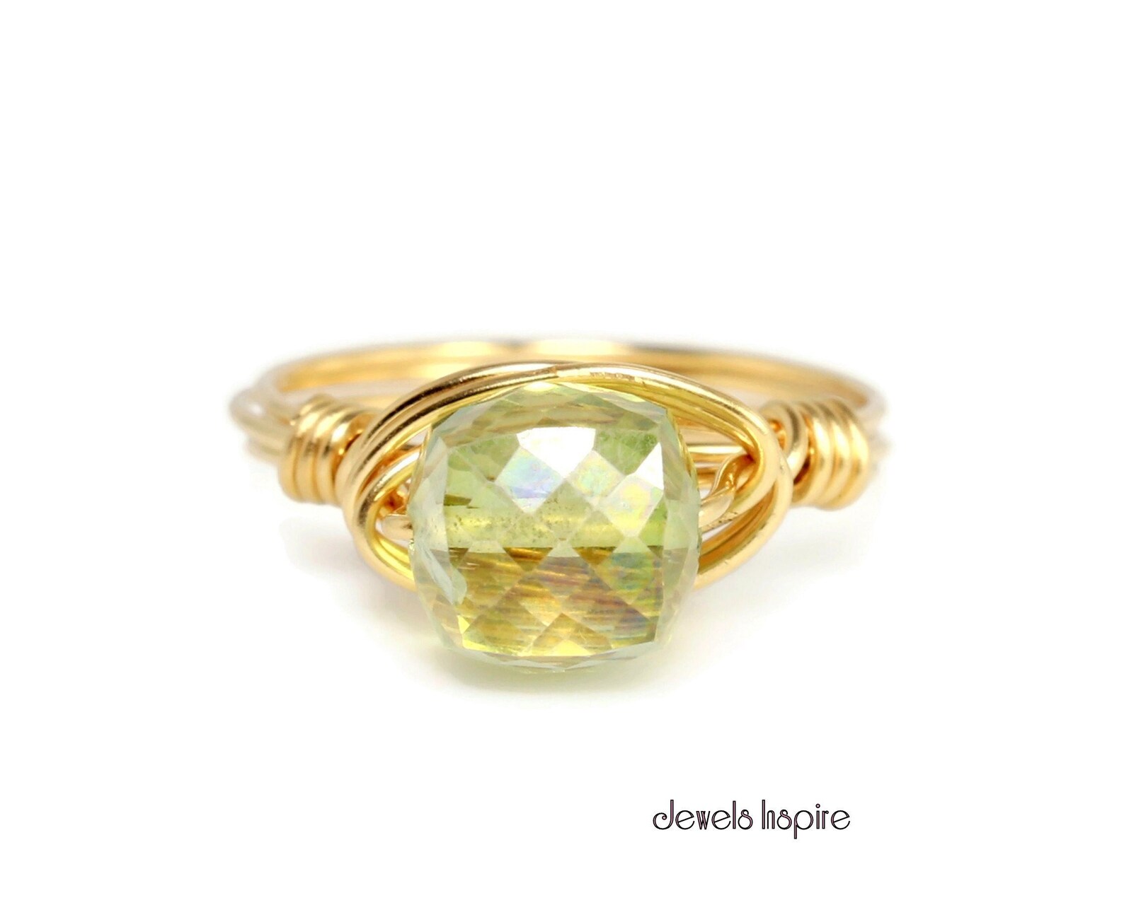 Green Quartz Ring Green Crystal Ring Green Stone Ring Real
