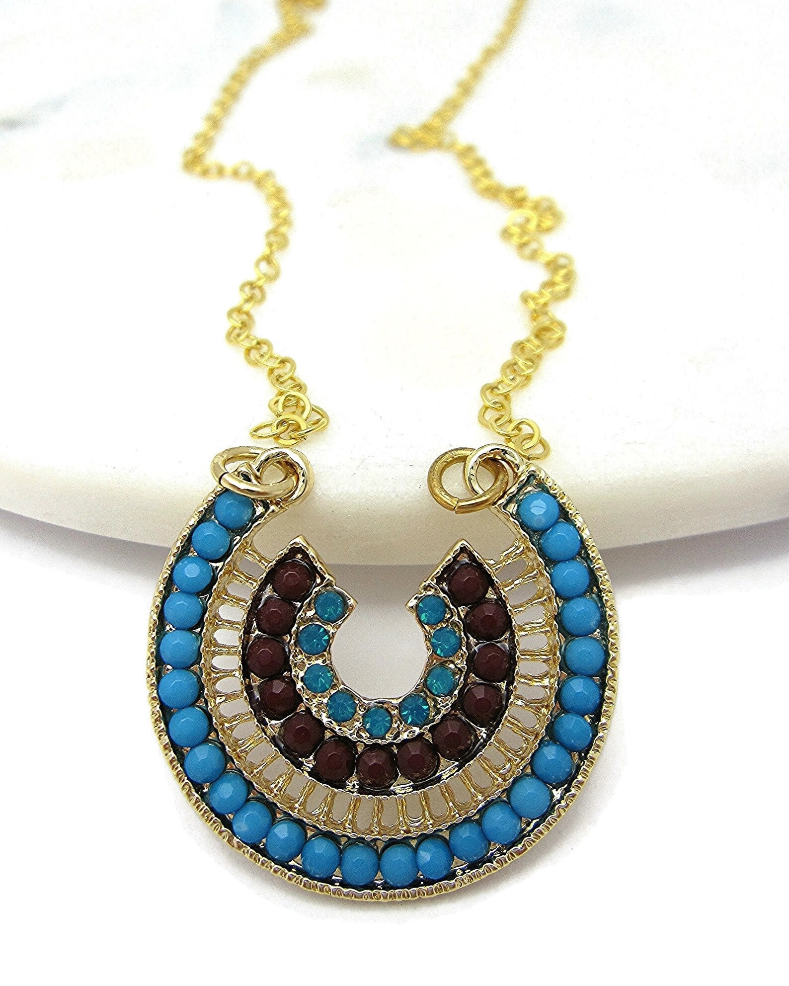 Lucky Horseshoe Pendant Necklace 14K Goldfilled Chain Etsy