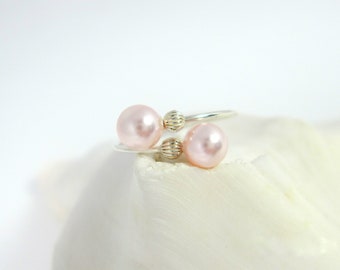 Pink Pearl Ring, Open Cuff Ring, Dual Stone Ring, Spiral Coil Ring, Single Double Wrap Ring, Gold or Silver Bypass Ring, Multi-Stone Ring