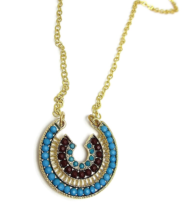 Lucky Horseshoe Pendant Necklace 14K Goldfilled Chain Etsy