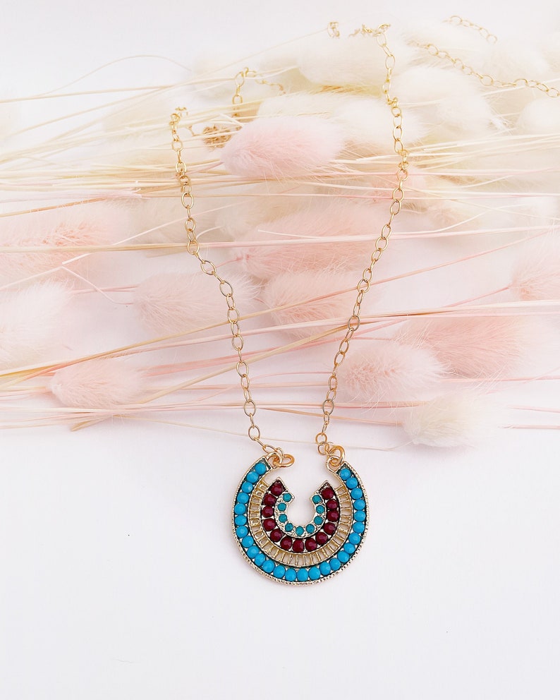 Lucky Horseshoe Pendant Necklace 14K Goldfilled Chain Etsy