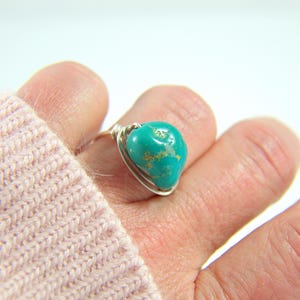 Natural Turquoise Gemstone Ring - 14K Gold Filled or Sterling Silver – Dainty Handmade Bogo Jewelry – December Birthstone – Gift for Her