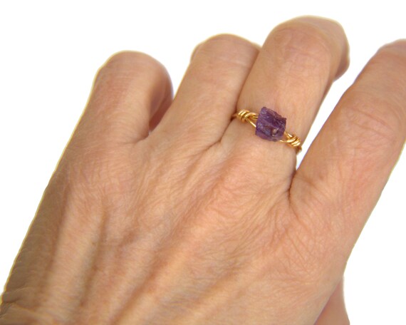 Raw cut deals amethyst ring