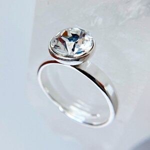 Crystal Swarovski Ring in Sterling Silver – Dainty Sparkly Jewelry – Minimalist Everyday Ring – Handmade Gift for Her – Elegant and Chic