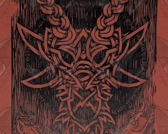 The Laughing Devil [original linocut print]