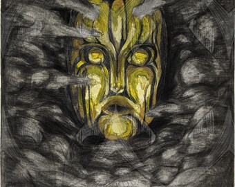 Mask of Fate [original intaglio print]