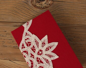 Red, Linen Lace Journal - The Uncut Book