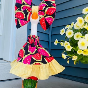 Watermelon Slice Porch Goose Outfit – Dress, Knickers, Big Bow (Fits 19-20" Goose)