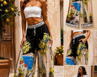 Sommerhose Zitronen Print Made in Italy