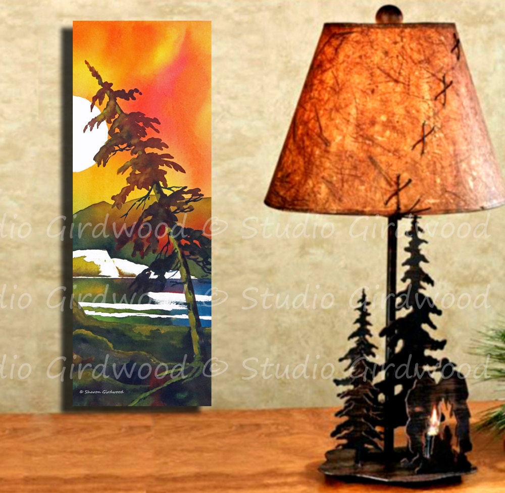 Sunset Tree Colorful Wood Mounted Art Decor From A Watercolor Etsy Canada
