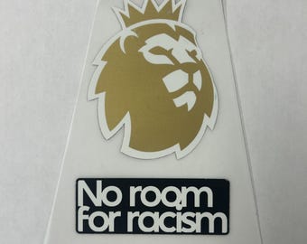 Gold Lion Sleeve Patch | Premier League 2026-27 with No Room For Racism Bar | Iron-On Football Shirt Badge, Adult Size