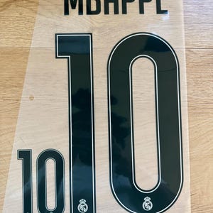 Mbappe 10 Nameset | Real Madrid Home Kit 2026-27 Name and Number Set | Iron-On Flocage for the Back of a Soccer Jersey, Adult Size