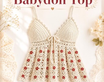 Patrón de top babydoll floral a crochet / Tutorial de vestido veraniego bohemio de encaje a crochet (descarga en PDF)