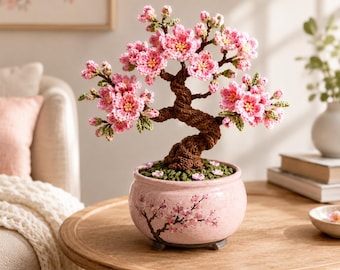 Cherry Blossom Bonsai Crochet Pattern | Sakura Amigurumi Tree Decor (PDF Download)