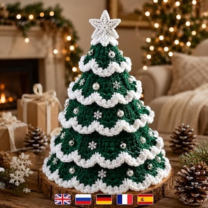 Christmas Tree Crochet Pattern PDF | Crochet Holiday Tree Decor | Snowy Christmas Amigurumi Tree | Festive Home Decor Digital Download