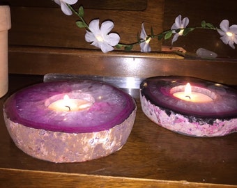 Two Tone Pink Geode Tealight Holder