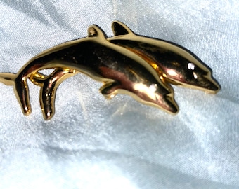 Dolphin Pair Breaching Pin Brooch from Hawaii