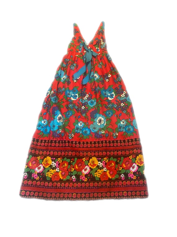60年代のヴィンテージ花柄マキシドレス、未使用タグ付き、ハワイの