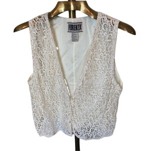 1980s Vintage  Forenza Cream Lace Vest Size Large